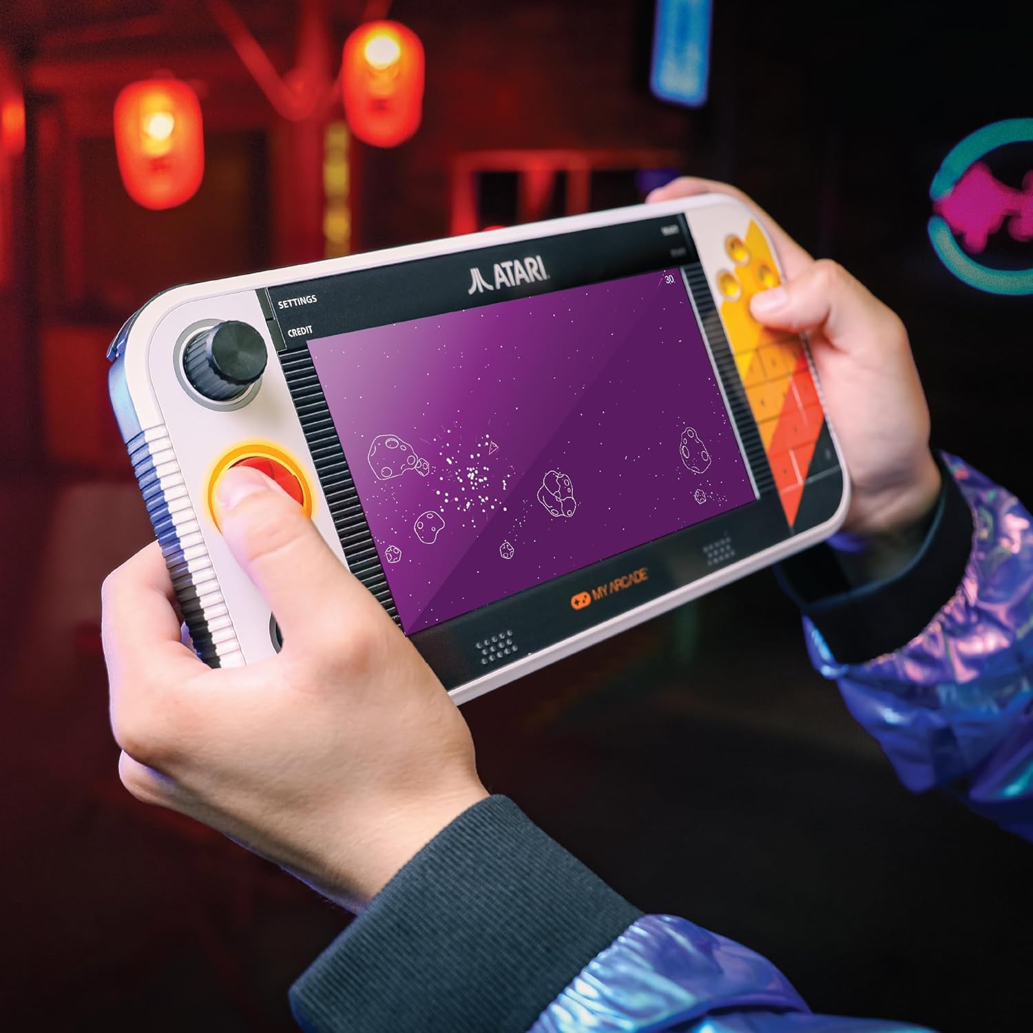 My Arcade Atari Gamestation Go: Rechargeable Battery, Over 200+ Preloaded Retro Video Games Including Pac-Man, Atari: Recharged, & Balls of Steel, WiFi,Smartglow, 7 inch Display,