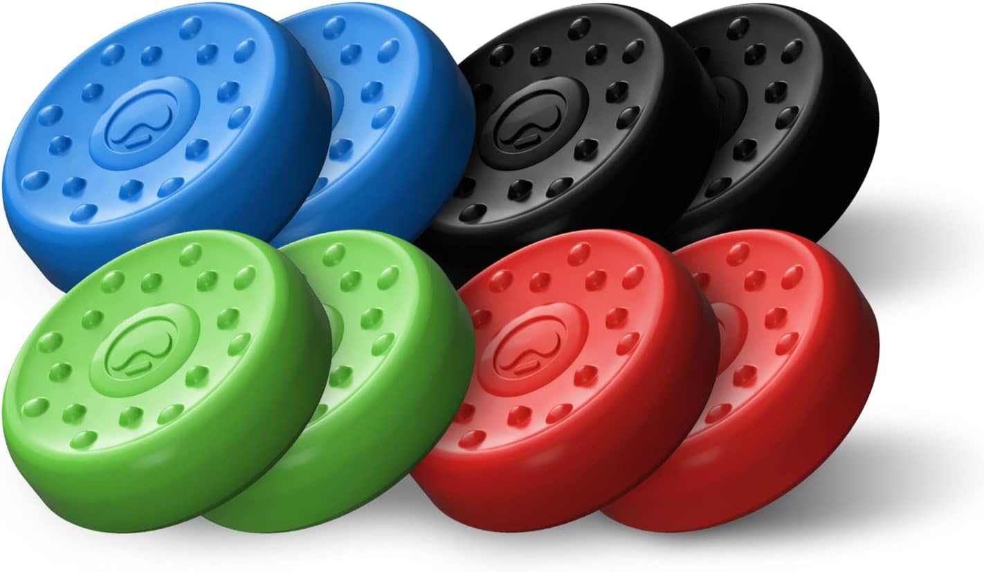 KontrolFreek No-Slip Thumb Grips | Universal Edition for Nintendo Switch Pro, PlayStation 4 (PS4), PlayStation 5 (PS5), Xbox One & Xbox Series X Controller | 8-Pack | Blue/Green/Red/Black