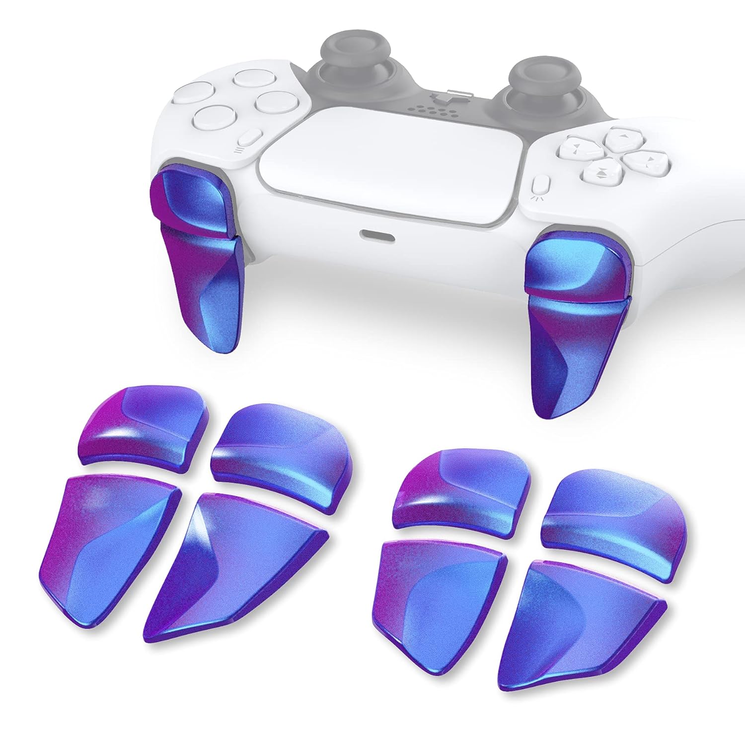 PlayVital Blade 2 Pairs Shoulder Buttons Extension Triggers for ps5 Controller, Game Improvement Adjusters for PS Portal Remote Player, Bumper Trigger Extenders for ps5 Edge - Chameleon Purple Blue