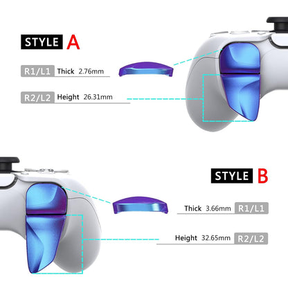 PlayVital Blade 2 Pairs Shoulder Buttons Extension Triggers for ps5 Controller, Game Improvement Adjusters for PS Portal Remote Player, Bumper Trigger Extenders for ps5 Edge - Chameleon Purple Blue