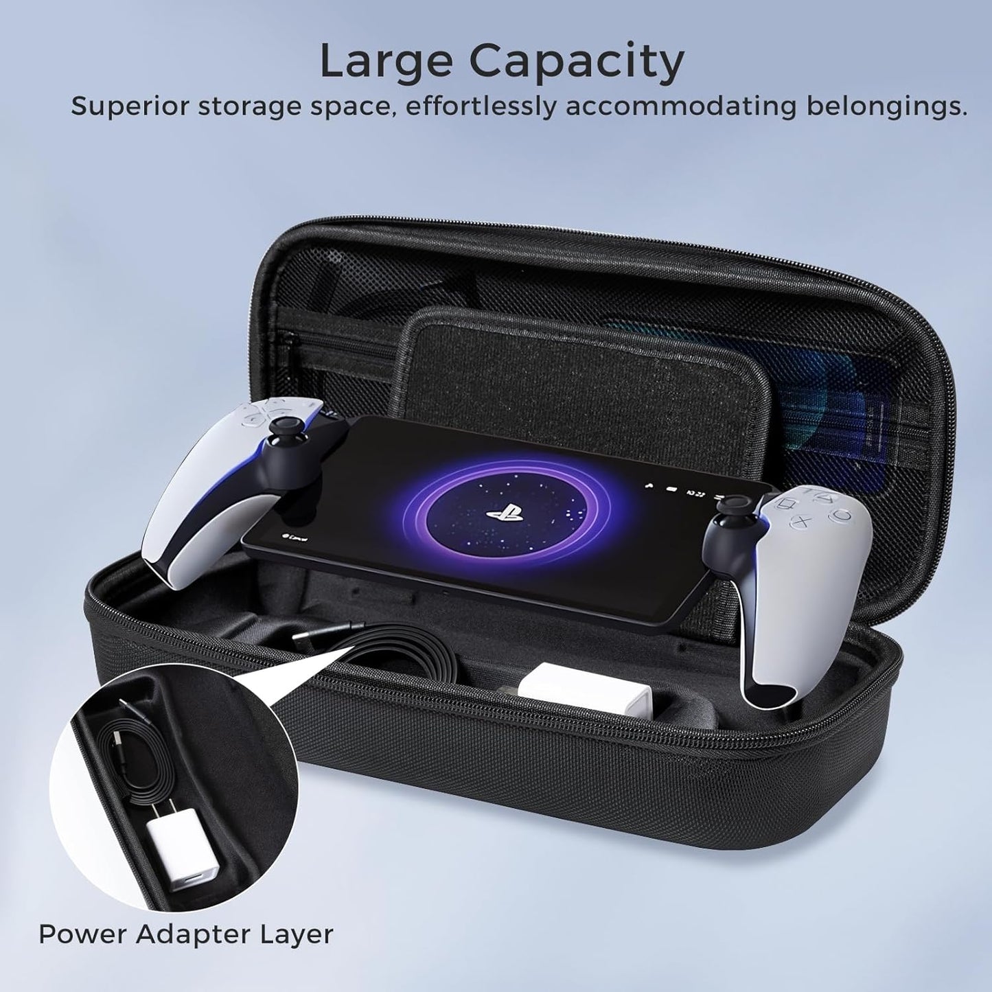 CoBak Hard Carrying Shell Case for PlayStation Portal Remote Player - with 2 Screen Protector, 1 Grip Case, 4 Thumb Grip Caps, Hard Outer Cover for PS5 Portal, Black