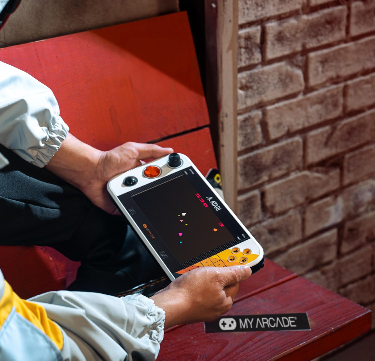 My Arcade Atari Gamestation Go: Rechargeable Battery, Over 200+ Preloaded Retro Video Games Including Pac-Man, Atari: Recharged, & Balls of Steel, WiFi,Smartglow, 7 inch Display,