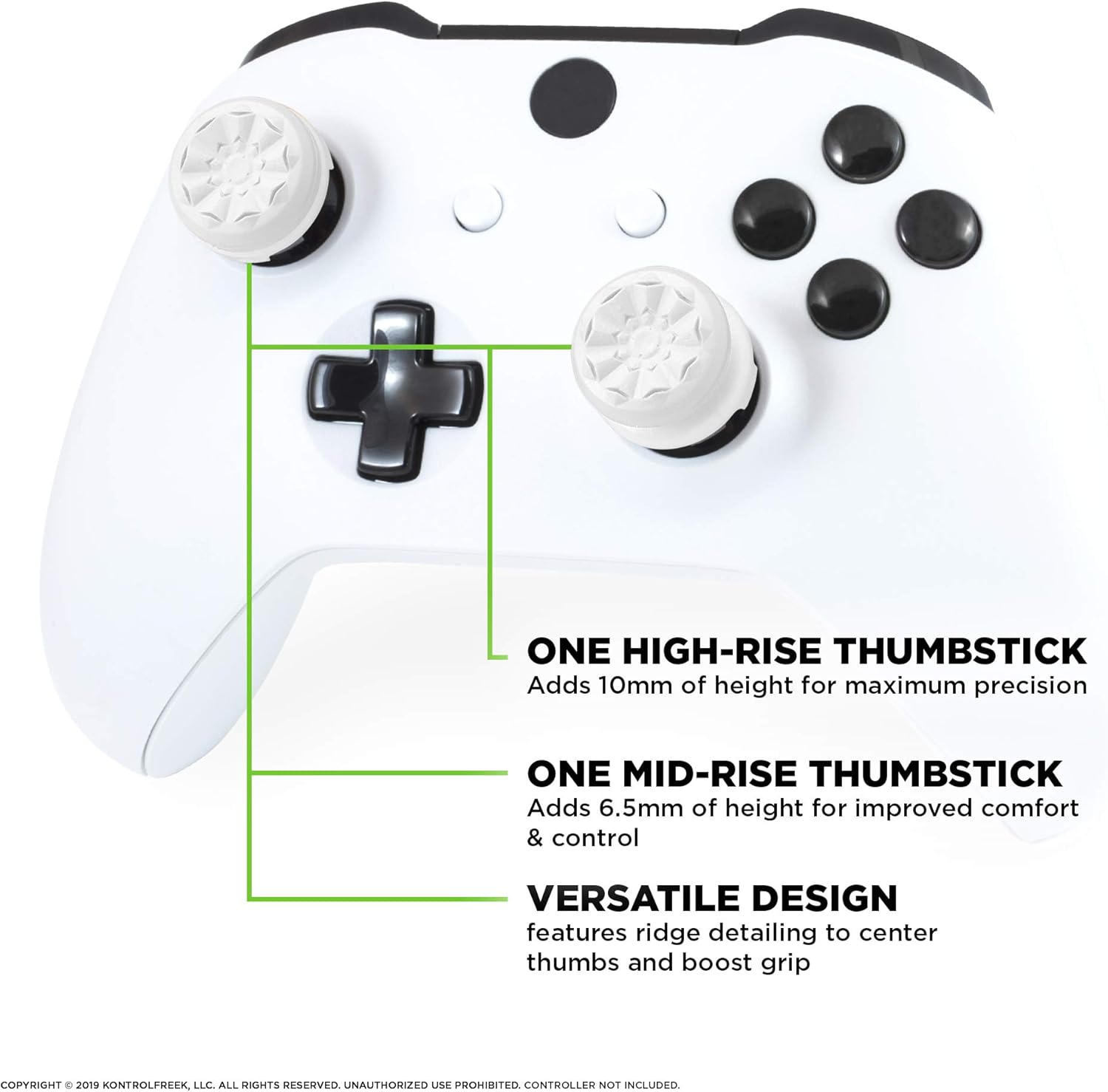 KontrolFreek FPS Freek Galaxy White for Xbox One and Xbox Series X Controller | Performance Thumbsticks | 1 High-Rise, 1 Mid-Rise | White