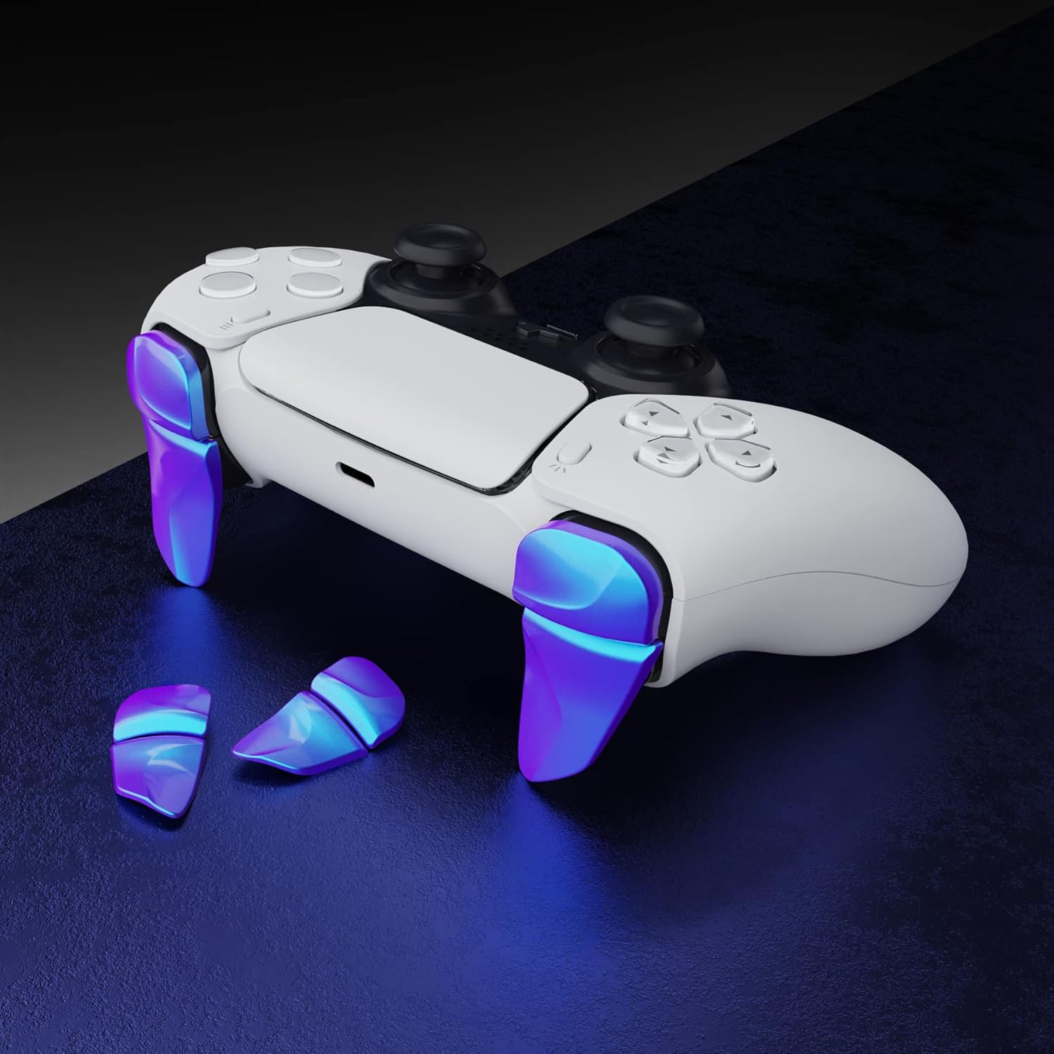 PlayVital Blade 2 Pairs Shoulder Buttons Extension Triggers for ps5 Controller, Game Improvement Adjusters for PS Portal Remote Player, Bumper Trigger Extenders for ps5 Edge - Chameleon Purple Blue