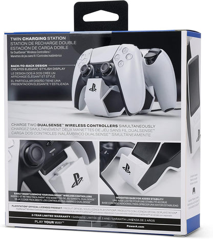PowerA Twin Charging Station for Dualsense Wireless Controllers, Charge, Sony PlayStation, PS5, Officially Licensed
