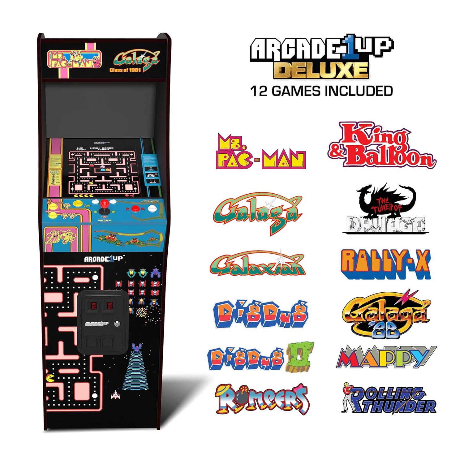 ARCADE1UP Class of 81’ Deluxe Arcade Machine for Home - 5 Feet Tall - 12 Classic Games
