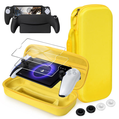 CoBak Hard Carrying Shell Case for PlayStation Portal Remote Player - with 2 Screen Protector, 1 Grip Case, 4 Thumb Grip Caps, Hard Outer Cover for PS5 Portal, Black