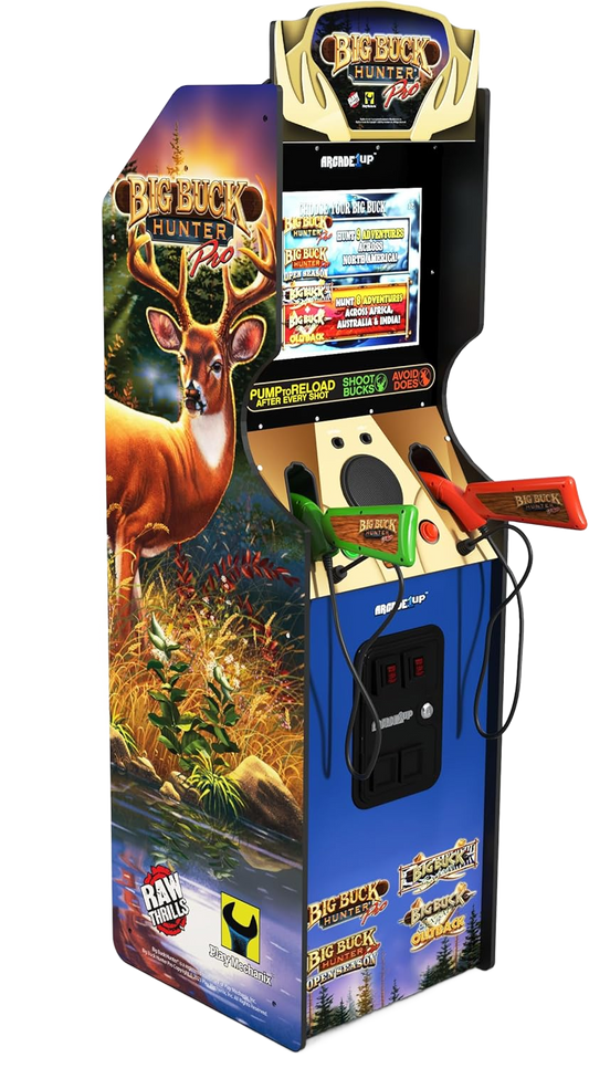 Big Buck Hunter Pro Deluxe Arcade Machine for Home, 5-Foot-Tall Stand-up Cabinet, 4 Classic Games, and 17-inch Screen