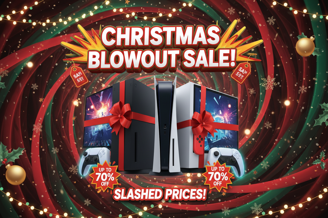 can you design me a ad for video game consoles for our christmas blowout sale