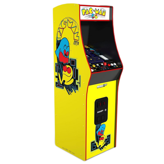 PAC-MAN Deluxe Arcade Machine, built for your home, with 5-foot-tall full-size stand-up cabinet, 14 classic games, and 17-inch screen